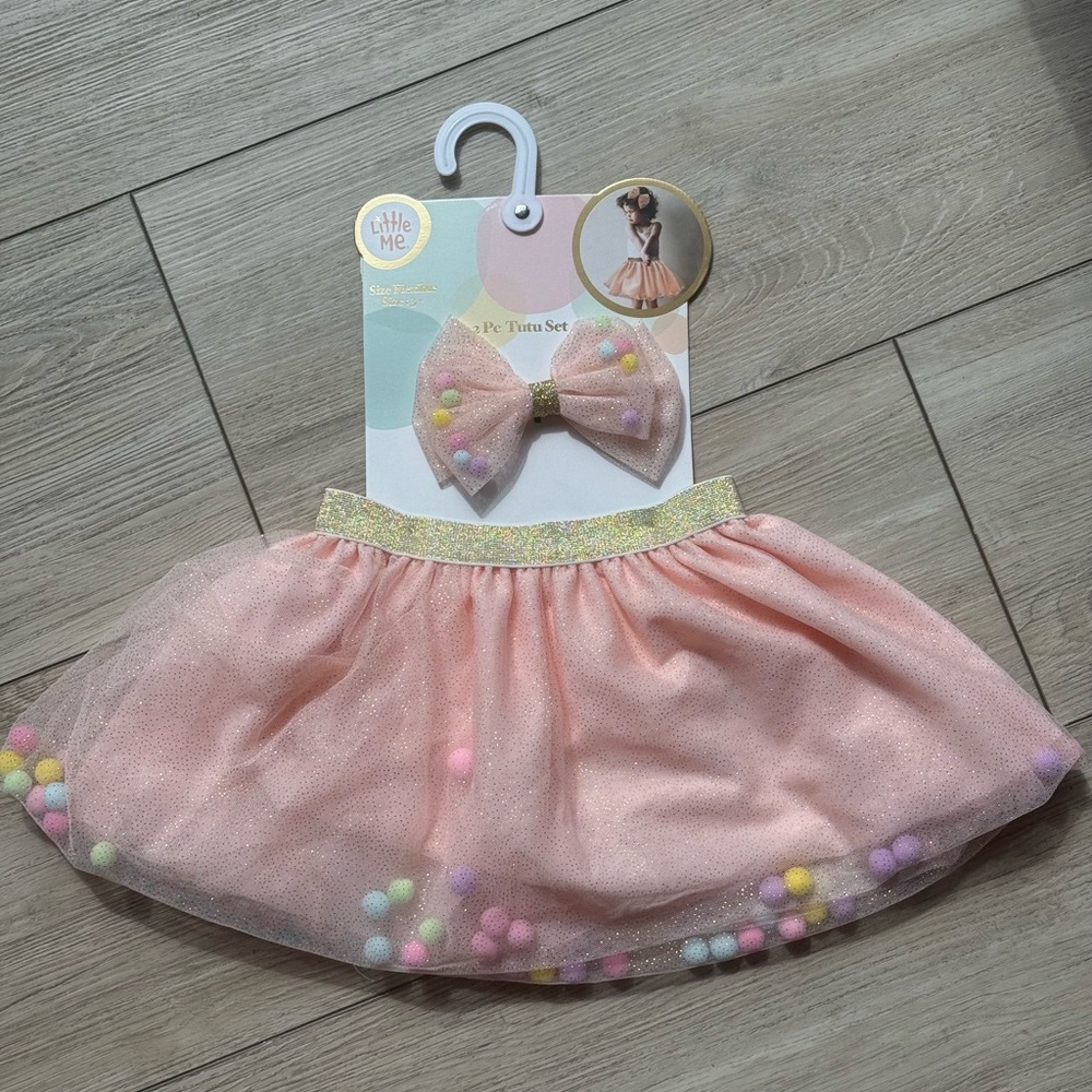 🎀✨Little Me 2 Piece Sparkle Skirt Tutu and Bow Set. Size 3+